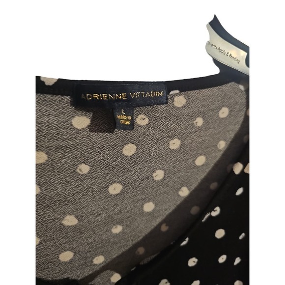 Adrienne Vittadini Women's Polka Dot Keyhole Blouse Large Black - Picture 3 of 6